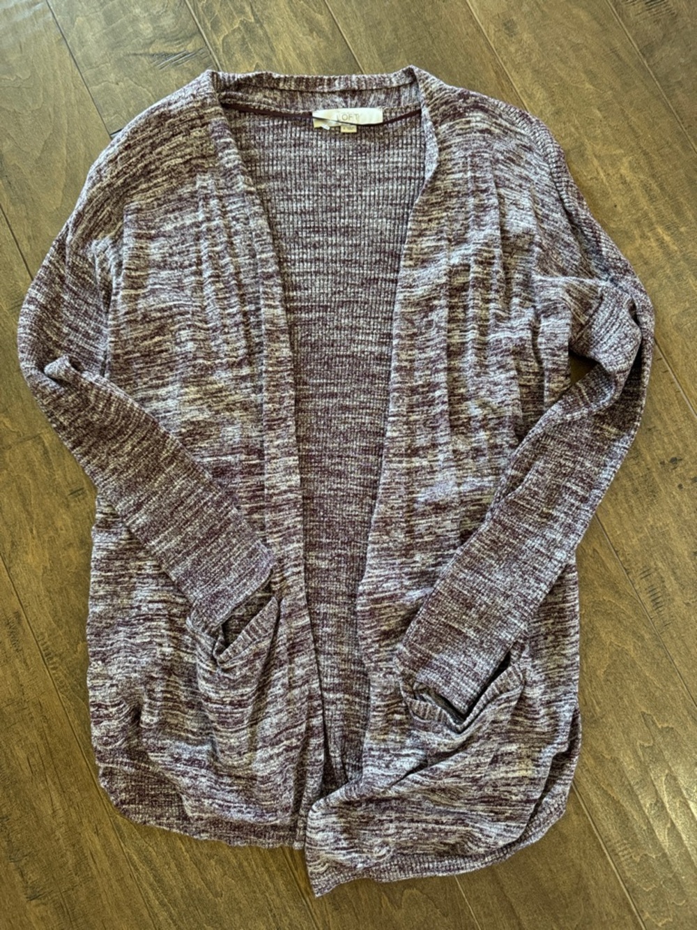 LOFT Plum Marled Open Cardigan